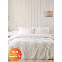 Catherine Lansfield 'Brushed Cotton Stripe' Duvet Cover Set in Natural | Size: King