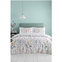 Catherine Lansfield 'Emilia Floral' Reversible Duvet Cover Set in White | Size: Double
