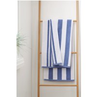 Bianca 'Reversible Stripe' Cotton Jacquard Bath Sheet in Blue