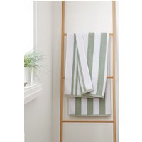 Bianca 'Reversible Stripe' Cotton Jacquard Bath Towel in Green
