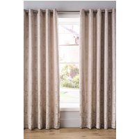 Catherine Lansfield 'Damask Jacquard' Lined Eyelet Curtains in Gold | Size: 168 cm width x 229 cm drop