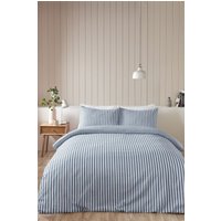 Catherine Lansfield 'Brushed Cotton Stripe' Duvet Cover Set in Blue | Size: King