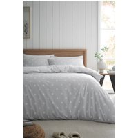 Catherine Lansfield 'Brushed Polka Dot' Cotton Reversible Duvet Cover Set in Grey | Size: King
