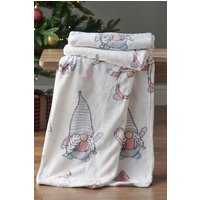 Catherine Lansfield 'Christmas Gnomes' Blanket Throw in Pink | Size: 130 cm x 170 cm