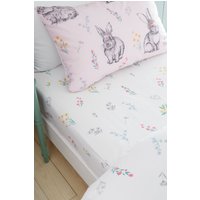 Catherine Lansfield 'Bunny Tails Ditsy Flowers' Fitted Sheet in White | Size: Single