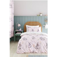 Catherine Lansfield 'Bunny Tails Ditsy Flowers' Reversible Duvet Cover Set in Pink | Size: Single