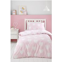 Catherine Lansfield 'Brushed Cotton Hearts' Reversible Duvet Cover Set in Pink | Size: Double