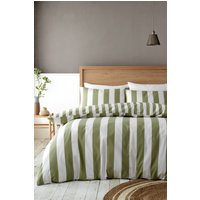 Catherine Lansfield 'Cove Stripe' Reversible Duvet Cover Set in Green | Size: Double