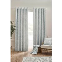 Catherine Lansfield 'Brooke Floral' Lined Eyelet Curtains in Duck Egg Blue | Size: 117 cm width x 183 cm drop