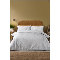 Catherine Lansfield 'Folkstone Geo' Duvet Cover Set in White | Size: Super King