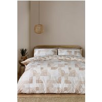 Catherine Lansfield 'Sloane Geo' Reversible Duvet Cover Set in Natural | Size: Double