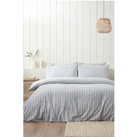 Catherine Lansfield 'Brushed Cotton Stripe' Duvet Cover Set in Silver | Size: Super King