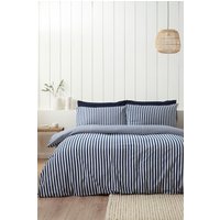 Catherine Lansfield 'Brushed Cotton Stripe' Duvet Cover Set in Navy | Size: Single