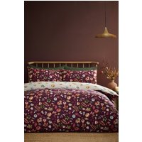 Catherine Lansfield 'Autumn Pumpkins' Reversible Duvet Cover Set in Plum | Size: Double