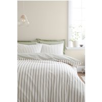 Bianca 'Hampton Stripe' 200 Thread Count Cotton Reversible Duvet Cover Set in Green | Size: Double