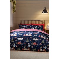 Catherine Lansfield 'Christmas Ski Village' Reversible Duvet Cover Set in Blue | Size: King