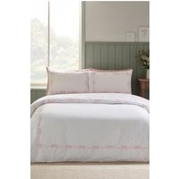 Catherine Lansfield 'Bow Embroidery' Duvet Cover Set in Pink | Size: King