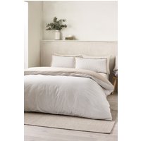 Catherine Lansfield 'Oxford Pinstripe' Reversible Duvet Cover Set in Natural | Size: Single