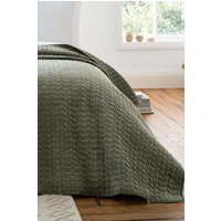 Bianca 'Attica Velvet' Embroidered Bedspread in Green