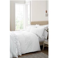 Bianca 'Embroidery Floral' 200 Thread Count Cotton Duvet Cover Set in White | Size: Double