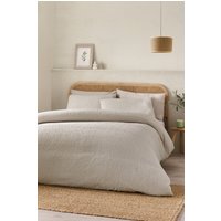 Catherine Lansfield 'Crinkle Seersucker' Duvet Cover Set in Natural | Size: Double