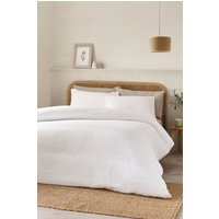 Catherine Lansfield 'Crinkle Seersucker' Duvet Cover Set in White | Size: Super King