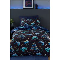 Catherine Lansfield 'Christmas Gamer' So Soft Reversible Duvet Cover Set in Navy | Size: Single