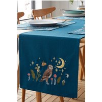 Catherine Lansfield Enchanted Twilight Animals Cotton Dining Table Runner Blue Navy Blue One Size