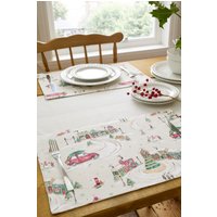 Catherine Lansfield 'Christmas Town' Cotton Dining Placemat 4 Pack in Natural