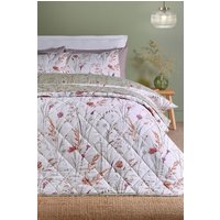 Catherine Lansfield 'Brushed Grasmere Floral' Cotton Reversible Quilted Bedspread in Green