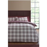 Catherine Lansfield 'Kelso Check' Reversible Duvet Cover Set in Plum | Size: Double
