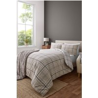 Catherine Lansfield 'Kelso Check' Reversible Duvet Cover Set in Natural | Size: Double