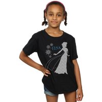 Girl's Frozen Elsa Christmas Silhouette Cotton T-Shirt in | Size: 5-6 Years