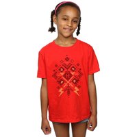 Harry Potter Girl's Christmas Fair Isle Cotton T-Shirt in Red | Size: 9 Years