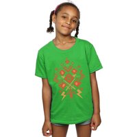 Harry Potter Girl's Christmas Fair Isle Cotton T-Shirt in Green | Size: 7-8 Years