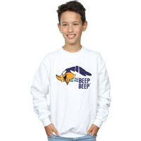 Looney Tunes Boy's Beep Beep Road Runner Cotton Sweatshirt in White | Size: 12-13 Years
