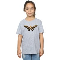 Wonder Woman Girl's Logo Cotton T-Shirt in Grey | Size: 7-8 Years