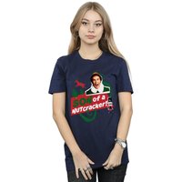 Elf Women's Son Of A Nutcracker Cotton Boyfriend T-Shirt in Navy | Size: XL