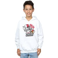 Tom & Jerry Boy's Cat & Mouse Chase Hoodie in White | Size: 5-6 Years
