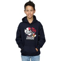 Tom & Jerry Boy's Cat & Mouse Chase Hoodie in Navy | Size: 7-8 Years