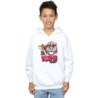 Tom & Jerry Boy's Tomic Energy Hoodie in White | Size: 7-8 Years
