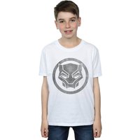 Marvel Boy's Black Panther Distressed Icon T-Shirt in White | Size: 7-8 Years