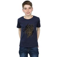 Marvel Boy's Black Panther Gold Head T-Shirt in Navy | Size: 7-8 Years