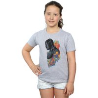 Marvel Girl's Black Panther Profile Cotton T-Shirt in Grey | Size: 5-6 Years