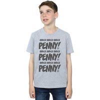 The Big Bang Theory Boy's Knock Knock Penny Cotton T-Shirt in Grey | Size: 5-6 Years