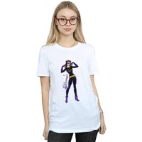 DC Comics Women's Catwoman Happy Pose Cotton Boyfriend T-Shirt in White | Size: XL