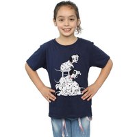 101 Dalmatians Girl's Chair Cotton T-Shirt in Navy | Size: 5-6 Years