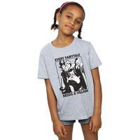 Disney Girl's Every Fairy Tale Needs A Villain Cotton T-Shirt in Grey | Size: 7-8 Years