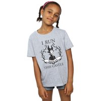 Maleficent Girl's I Run This Castle Cotton T-Shirt in Grey | Size: 5-6 Years