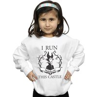 Maleficent Girl's I Run This Castle Cotton Sweatshirt in White | Size: 5-6 Years